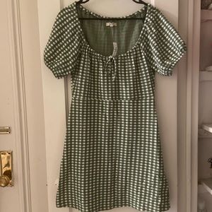 Madewell green checkered sun dress